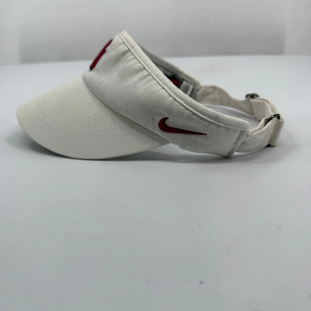 Y2K Nike Visor Mens White Red Oklahoma Sooners OU NCAA‎ Adjustable Cotton Hat